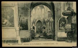 Tarjeta postal de vista interior de la Catedral de Saint-Malo editada por Lévy et Neurdein Réunis...