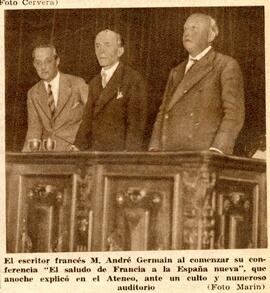 1931-05-23. Fotografía de la conferencia de André Germain. Ahora (Madrid)