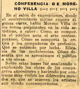 1931-11-13. Reseña de la conferencia del pintor José Moreno Villa. El Liberal (Madrid)