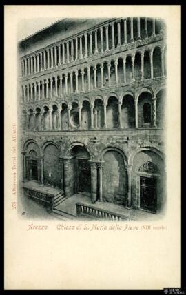 Tarjeta postal de vista exterior de la Iglesia de Santa Maria de la Pieve en Arezzo editada por A...