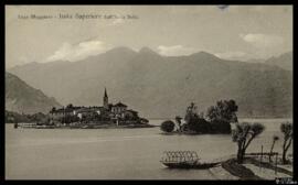 Tarjeta postal de vista panorámica de la Isola dei Pescatori en el Lago Mayor de Italia editada p...