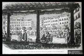 
"Toledo. Vista de la plaza de Zocodover desde los portales en día de mercado". 1851, p...
