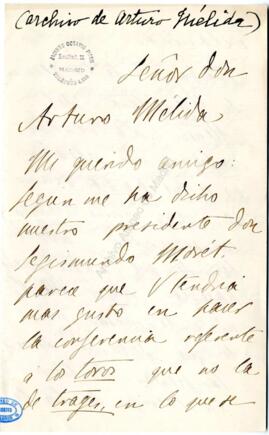 Carta de Jacinto Octavio Picón a Arturo Mélida