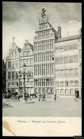 Tarjeta postal de vista exterior de la Maison de Charles Quint en Amberes