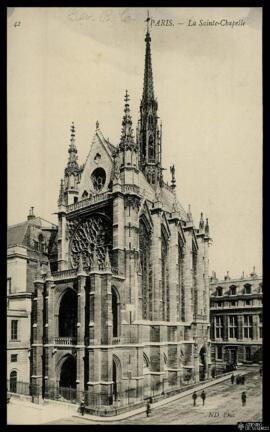 Tarjeta postal de vista exterior de la Sainte-Chapelle de París editada por los Neurdein Frères e...