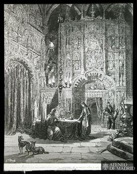 
Ilustración de "Don Quijote de la Mancha" por Gustave Doré: "Elle commence a lui ...