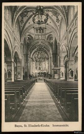 Tarjeta postal de vista interior de la St. Elisabeth-Kirche en Bonn editada por el Kunstverlag Wi...