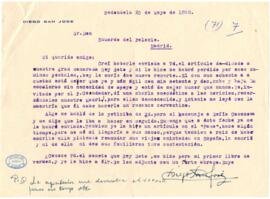 Carta de Diego San José a Eduardo del Palacio