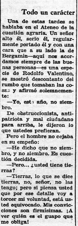 1931-10-24. Anécdota en un debate sobre la cuestión agraria. Ahora (Madrid)