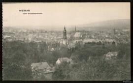 Tarjeta postal de vista panorámica de Weimar desde la Kasernenberg editada por Verlag von Zedler ...