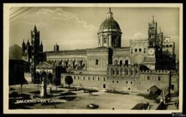 Tarjeta postal de vista exterior de la Catedral de Palermo