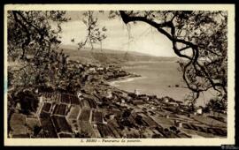 Tarjeta postal circulada de fotograbado de vista panorámica de San Remo desde poniente editada po...
