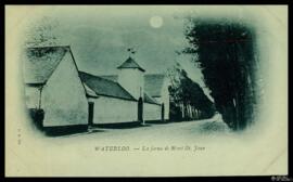 Tarjeta postal de vista nocturna en la Granja de Mont St. Jean en Waterloo editada por G. H.
