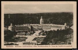 Tarjeta postal de vista panorámica del Badisches Landesmuseum, anteriormente Residenzschloss, des...