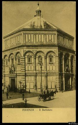 Tarjeta postal de vista exterior del Baptisterio de San Juan o Battistero di San Giovanni de Flor...