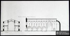 Secciones transversal y longitudinal de la Catedral de Mondoñedo (Lugo). (Dibujo de Vicente Lampé...