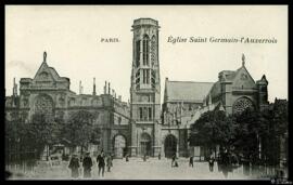 Tarjeta postal de vista exterior de la Iglesia San Germán de Auxerre en París