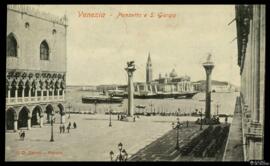 Tarjteta postal circulada de la Piazzetta y la Isla de San Giorgio Maggiore de Venecia  editada p...