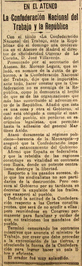 1931-05-19. Conferencia de José Villaverde. El Liberal (Madrid)