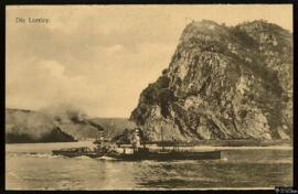 Tarjeta postal de paisaje del risco Lorelei cerca de St. Goarshausen