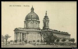 Tarjeta postal de vista exterior de la Basílica de Superga de Turín editada por [Giovanni] Muletti.