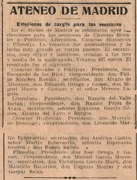 1930-03-27. Resultado de las elecciones a cargos de Secciones. La Época (Madrid)