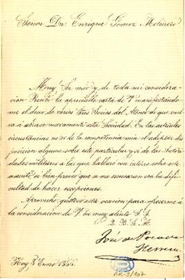 1866-01-08. Carta de José de Posada Herrera