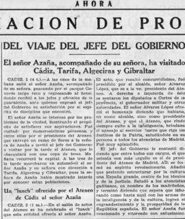 1932-01-02. Discurso de Manuel Azaña en el Ateneo de Cádiz. Ahora (Madrid)