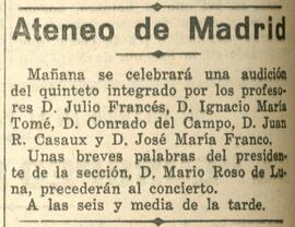 1930-04-20. Concierto del quinteto de Unión Radio. El Liberal (Madrid)