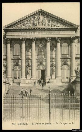 Tarjeta postal de vista exterior del Pórtico del Palacio de Justicia de Amiens editada por Lévy F...