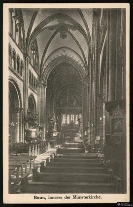 Tarjeta postal del interior de la Münsterkirche de Bonn editada por el Kunsverlag Wilhelm Köhler ...