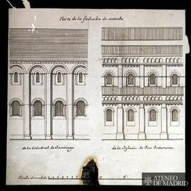 Detalles de las fachadas "de costado" de la Catedral de Santiago de Compostela e Iglesi...