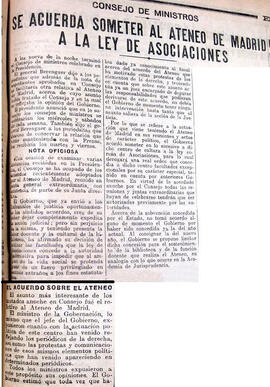 1930-11-30. El Ateneo sometido a la ley de Asociaciones. El Liberal (Madrid)