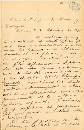 1897-09-09. Carta de Marcelino Menéndez y Pelayo