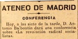 1931-06-17. Conferencia de Antonio Balbontín. El Liberal (Madrid)