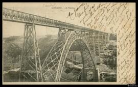 Tarjeta postal circulada del Viaducto de Garabit remitida a Jane Carmentier, residente en el Boul...