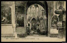Tarjeta postal de vista interior de la Catedral de Saint-Malo editada por Lévy et Neurdein Réunis...