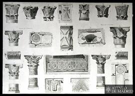 Detalles visigodos (capiteles de Santa Eulalia y objetos de la Ciudadela) de Mérida (Badajoz).