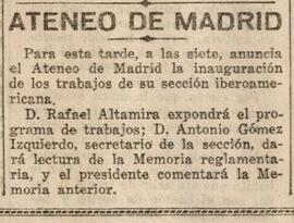 1930-05-21. Inauguración de los trabajos de la Sección Iberoamericana . El Liberal (Madrid)