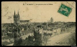 Tarjeta postal circulada de vista general de Angers desde el Castillo editada por las Nouvelles G...