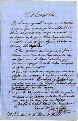 1863-11-05. Carta de Manuel María José de Galdo