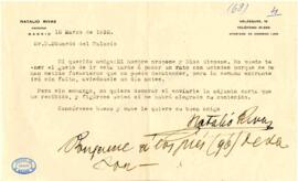 Carta de Natalio Rivas a Eduardo del Palacio