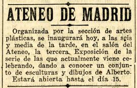 1931-12-01. Exposición de esculturas y dibujos de Alberto. El Liberal (Madrid)