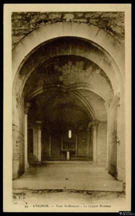 Tarjeta postal de vista interior de la Cripta Romana o Crypte Romane del Pont St-Bénézet editada ...