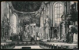 Tarjeta postal de la vista interior de la Liebfrauenkirche en Maguncia editada por Ludwig Feist e...