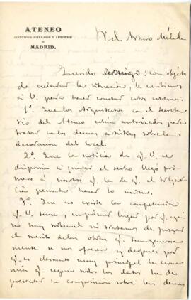 Carta de Enrique Fort a Arturo Mélida