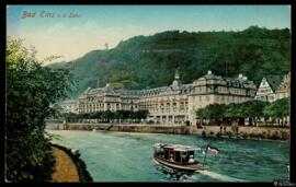 Tarjeta postal a color de la ciudad balneario Bad Ems an der Lahn vista desde el río editada por ...