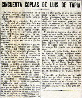 1931-06-10. Homenaje al poeta Luis de Tapia. El Liberal (Madrid)