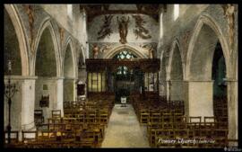 Tarjeta postal de vista interior de la Iglesia de San Juan Bautista de Pewsey editada por The Wrench