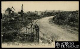 Tarjeta postal de las ruinas de Corbeny y la ruta de Craonne editada por Lévy Fils et Cie. en París